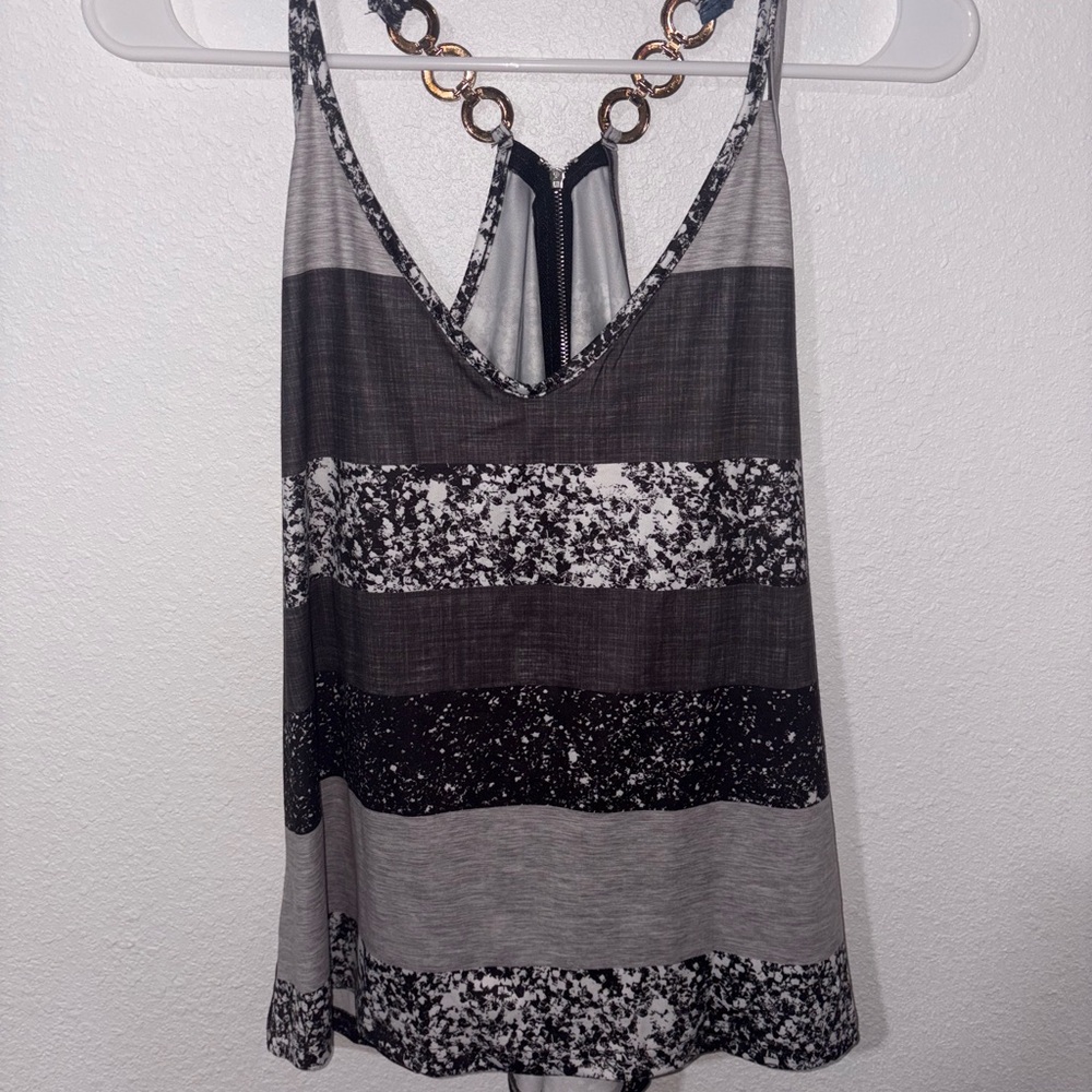 SHEIN Gray Silver Sequin Graphic Tank Top